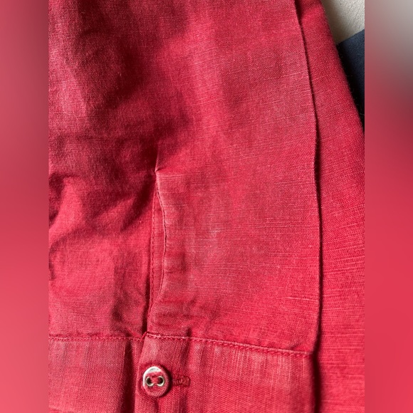 Fab India elegant red linen shirt in Size S, chest upto 34 inches,unique design - Picture 4 of 5